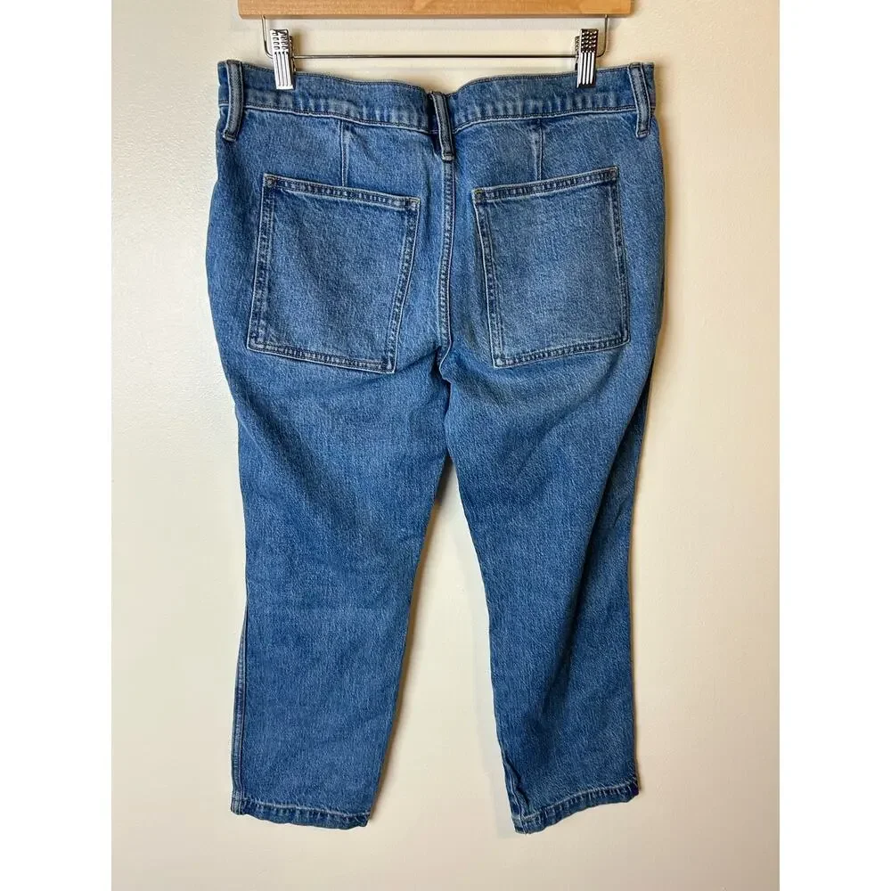 J.Crew High Rise Cropped Jeans‎ Tapered Leg Regular Fit Medium Wash Blue Size 29